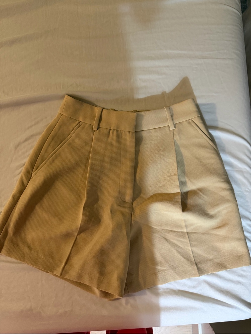Zara Beige High-Rise Tailored Bermudas